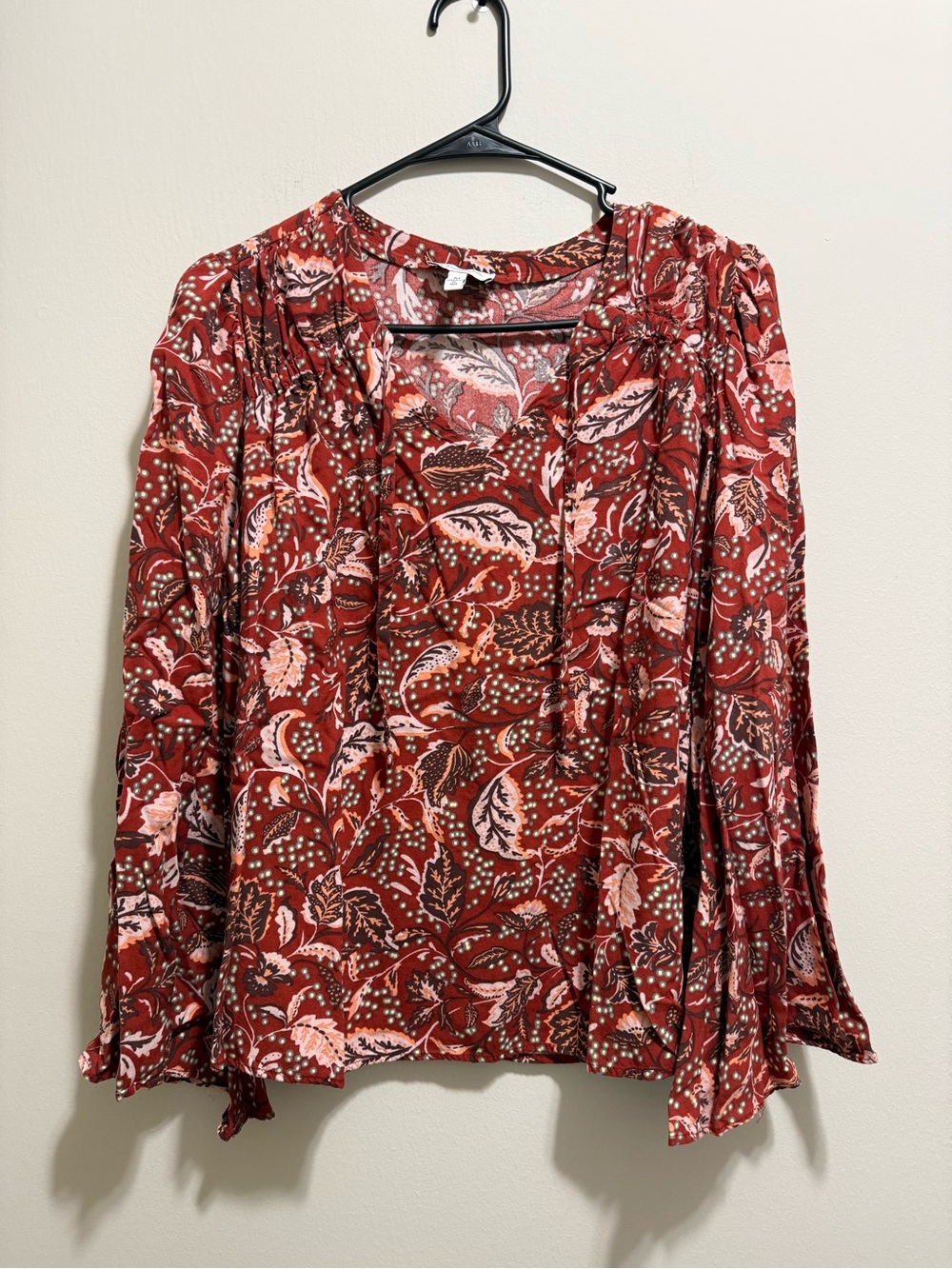 Jessica Simpson Red Floral Peasant Blouse